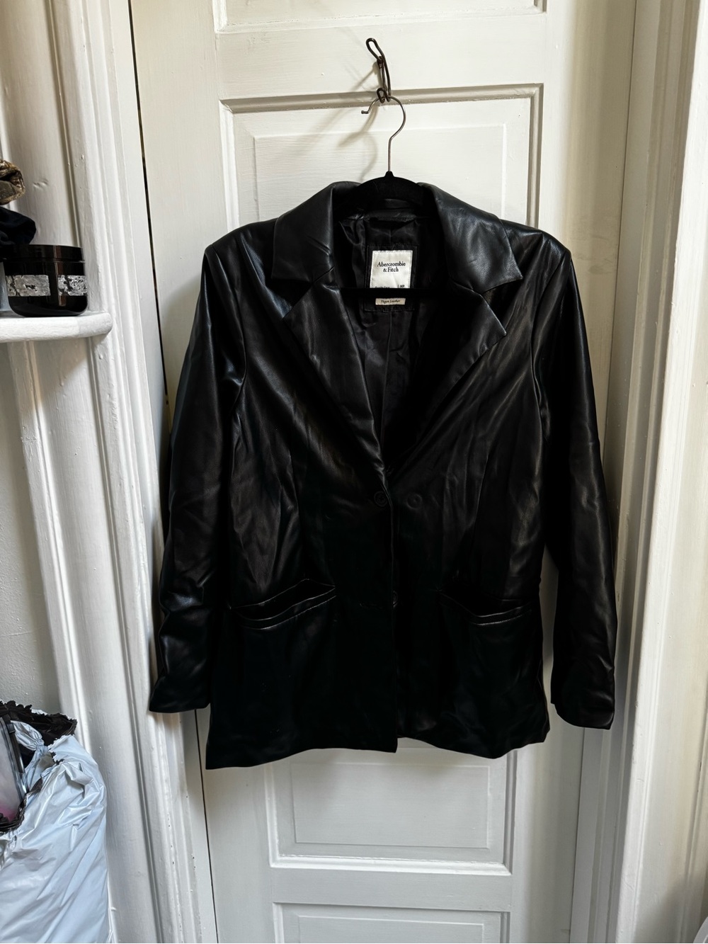 Abercrombie & Fitch Black Faux Leather Blazer